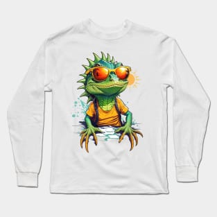 Cool Lizard in Sunglasses Long Sleeve T-Shirt